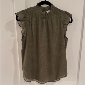 NWT Loft Olive Green Ruffle Sleeve Women's Top